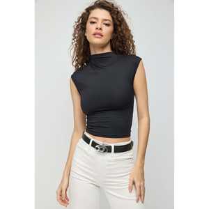 Chemise décontractée pour femmes, col rond, en mousseline de soie, tricotée, courte, devant, tailles XL, automne, printemps - Product Image 2