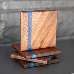 Vente chaude bois d'olivier épissage résine époxy sous-verres sous-verres en bois isolation de la maison sous-verres accessoires de cérémonie - Product Image 1