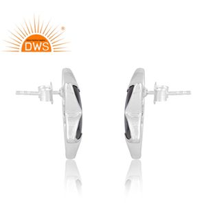 Hot Selling 925 Sterling Silver Natural Snowflake <b>Obsidian</b> Gemstone Earring Custom <b>Jewelry</b> For Women Gift For Her - Product Image 4