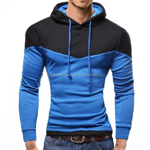 Sweat-shirts pour hommes décontractés à panneaux bicolores Streetwear avec poches kangourou Personnaliser la couleur des panneaux Sweat-shirts 100% coton pour homme - Product Image 3