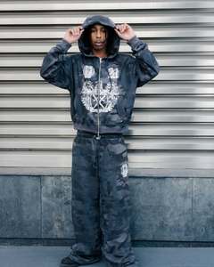 ชุดกีฬาวินเทจสำหรับผู้ชายแนวสตรีทแวร์เสื้อวอร์มพิมพ์ลาย sacreen - Product Image 1