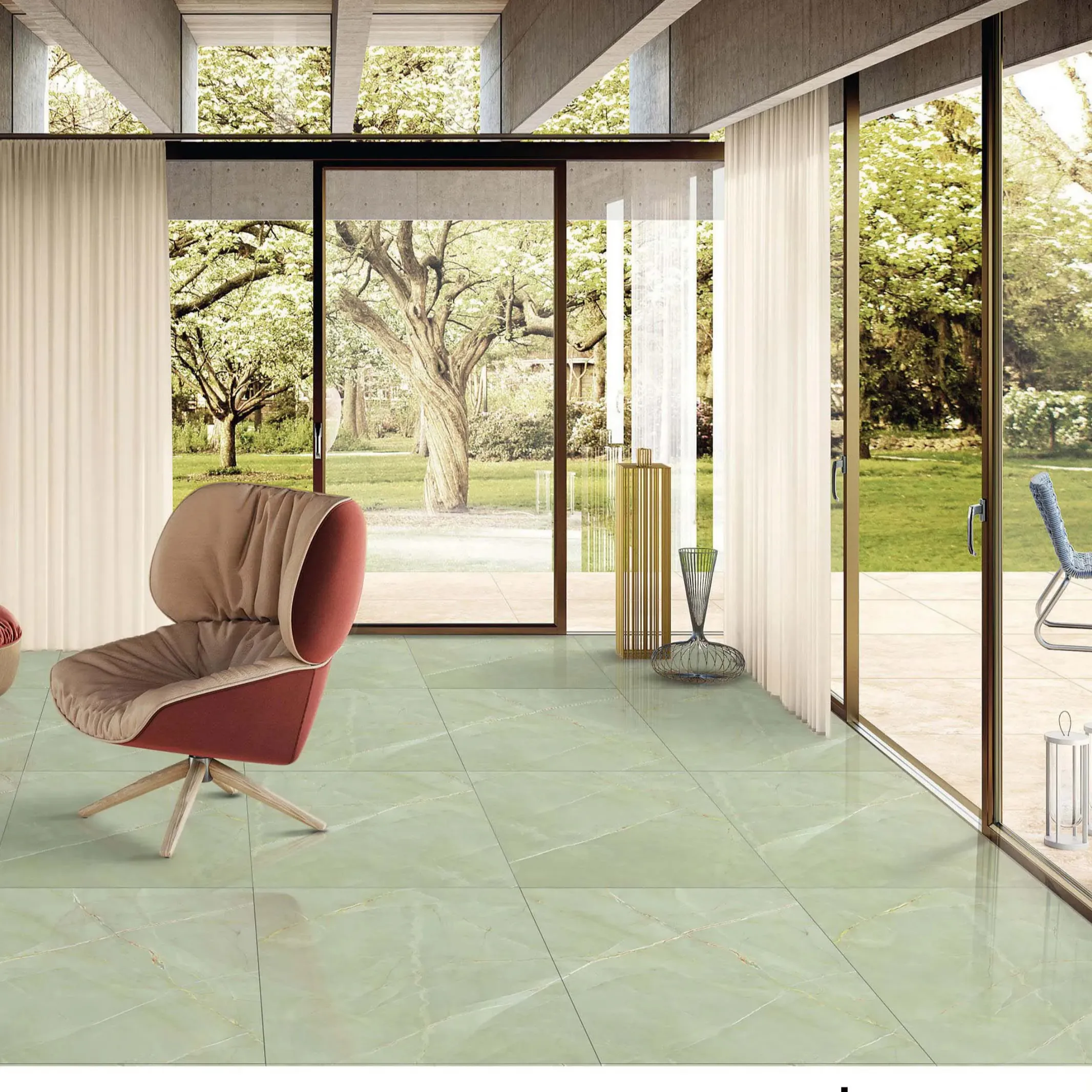 Diseño moderno para sala de estar 600x600 Azulejos de porcelana brillante para el hogar