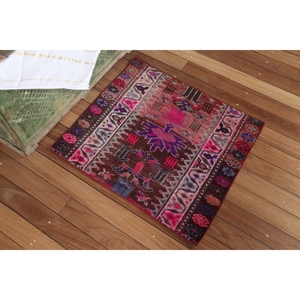 พรมตุรกีวินเทจขนาด 2.4x2.7 ฟุต พรมขนาดเล็ก พรมสีน้ำตาลเฮอร์กี - Product Image 2