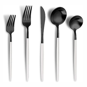 Juego de cubiertos/cubiertos de acero inoxidable de 5 piezas de calidad fina de diseño moderno al por mayor más vendidos, chapado en oro para hoteles de lujo - Product Image 6