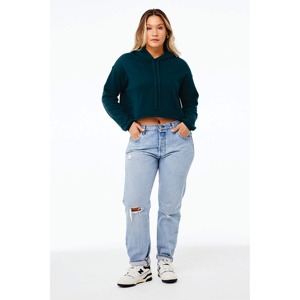 Wholesale Rate Women's <b>Winter</b> Warm Crop <b>Top</b> Hoodie New Design with Printed Techniques Hooded Collar Front Logo - Product Image 5