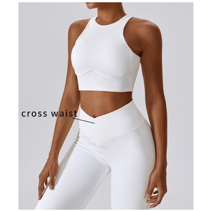 ชุดออกกำลังกายผู้หญิงเอวสูง ลดราคาพิเศษ เสื้อชั้นในกีฬาแบบเว้าหลัง กางเกงเลกกิ้งยกกระชับสะโพก ดีไซน์หลังวี ผ้าเนื้อแน่น เป็นมิตรกับสิ่งแวดล้อม ระบายอากาศได้ดี - Product Image 3