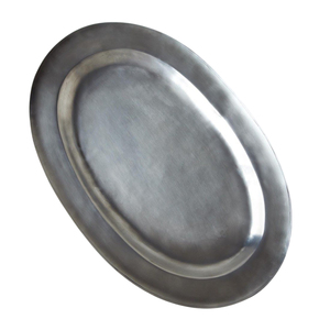Plat de service ovale en aluminium écologique de style moderne, bord festonné cannelé, plat décoratif en métal pour la maison et la cuisine, vente en gros - Product Image 2