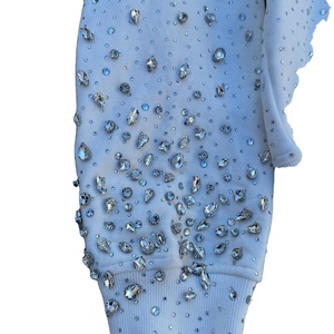 Personnalisé 100% Coton Polaire Lourd Impression Numérique Surdimensionné Lavage À l'Acide Hiver Hommes Vintage Distressed Boxy Full Rhinestone - Product Image 4