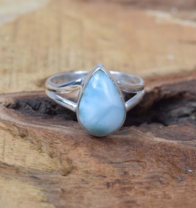 Big Natural Blue Larimar <b>925</b> Sterling <b>Silver</b> Vintage Bezel Setting Gemstone <b>Ring</b> ~ Handmade Engagement Jewelry ~ Gift for Her - Product Image 4
