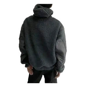 Vente en gros de sweat à capuche en polaire Sherpa pour hommes personnalisable brodé en coton teint uni mélangé fabriqué au Pakistan pour l'hiver - Product Image 2