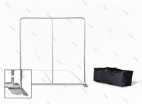 Toile de fond de photomaton double face 8x8 pour mariage, avec cadre en aluminium et support de tension en tissu, personnalisable avec l'inscription « Just Married »