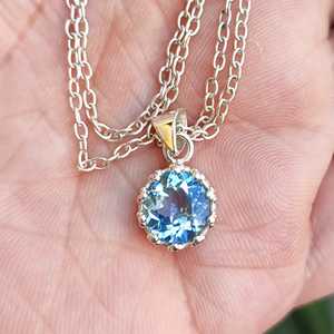 Navya Craft 925 <b>Solid</b> Sterling <b>Silver</b> Blue Topaz <b>Necklace</b> Handmade Women's Jewelry for Christmas Valentine's Day Gift Pearl - Product Image 4