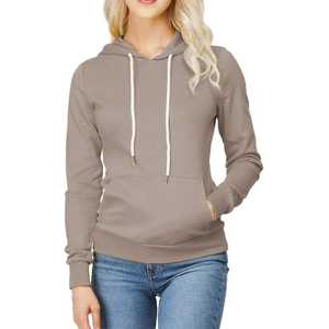 Sweat-shirt personnalisé pour femme à capuche décontracté à manches longues uni léger anti-froissement en polaire ajusté 100% coton - Product Image 5