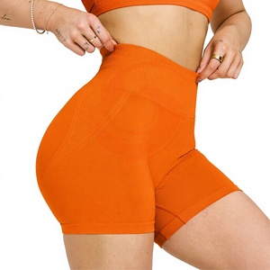 Women's Breathable Canvas Gym Shorts Wholesale Supplier Yoga Shorts with <b>Tummy</b> <b>Control</b> Elastic Waist Custom Logo & Design Print - Product Image 1