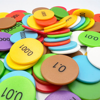 PLOMA 300 Discos de Matemáticas de Plástico No Tóxico de 1 Pulgada, Contadores de Valor Posicional, 10 Colores, 10 Valores, Edades 5-13, Unisex, Personalizables