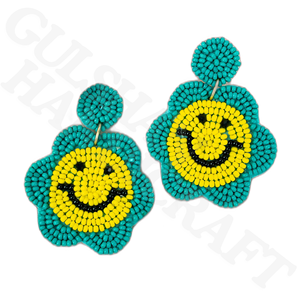 Pendientes de gota con cuentas blancas y amarillas hechos a mano, joyería de verano Bohemia vibrante y elegante con abalorios delicados para ropa informal - Product Image 4