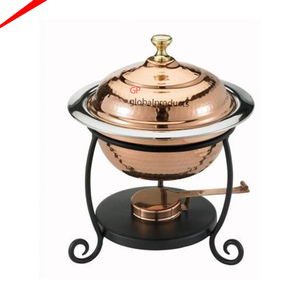 Fancy Round Metal Chaffing Food Warmer with Designer <b>Stand</b> Chaffing Dish for Wedding - Product Image 2