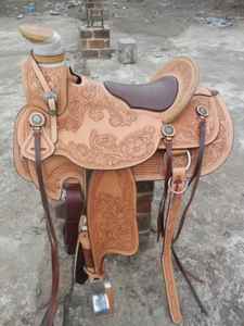 Selle de cheval de l'Ouest en cuir d'Argentine de bonne qualité, conception florale usinée à la main - Product Image 3