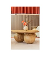 Ensemble de table basse en bois vintage antique avec de belles sculptures en bois et une finition de surface élégante