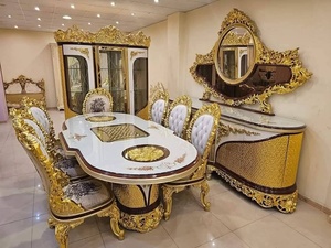 Ensemble de salle à manger moderne de luxe en PU avec chaise en tissu et métal pour la maison Villa Salles à manger Cuisine Salon Confort et style - Product Image 5