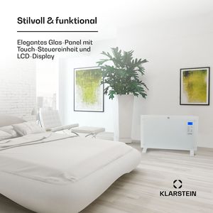 เครื่องทำความร้อนแบบคอนเวคเตอร์ 2000W ติดผนังแบบพกพา พร้อมตัวตั้งเวลา 7 วัน IP24 สำหรับห้องขนาดไม่เกิน 20 ตร.ม. น้ำหนัก 7.6 กก. สีขาว - Product Image 3