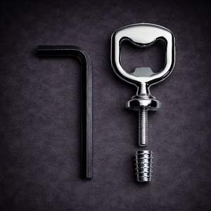 Ouvre-bouteille rustique avec manche en bois et tête en acier inoxydable poli, prise en main solide, style vintage, durable, pour bar, maison, fête - Product Image 2