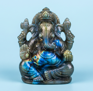 Statue de Ganesha sculptée à la main Figurine cadeau d'affaires Labradorite cristal de guérison fabriqué en Inde pierre semi-précieuse artisanat gravé - Product Image 4