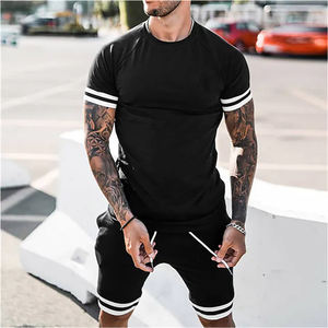 Ensemble de survêtement d'été pour haut à manches courtes et shorts 2 pièces Beach Patchwork Short Sleeve Shirts Sportswear Sets - Product Image 6