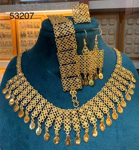 Elegant Gold-Plated Floral Pendant Choker <b>Necklace</b> <b>Set</b> with Matching <b>Earrings</b> for Bridal & Festive Occasions-Model 23143 - Product Image 3