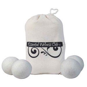 Bolas de secado de lana sin químicos sin perfume ecológico blanco XL tamaño 6 paquete 7cm bolas de fieltro compostables logotipo personalizado disponible - Product Image 1