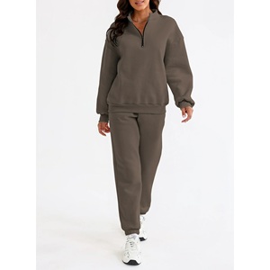 2025 / 2026 luxe mode broderie hiver Streetwear solide dames survêtements ensemble haute qualité poids moyen coton/Polyester - Product Image 1