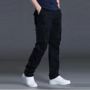 New Large Pocket Loose Overalls Men's Outdoor Sports Jogging <b>Tactical</b> Pants Elastic Waist Pure Cotton Casual Work Pants - Product Image 3