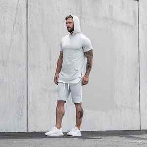 เสื้อมีฮู้ดแขนสั้นแขนสั้นสำหรับเด็กผู้ชาย, เสื้อกีฬาแขนครึ่งแขนสำหรับออกกำลังกายวิ่งวิ่งออกกำลังกาย - Product Image 6