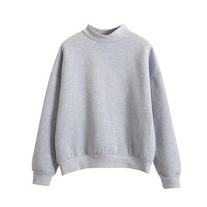 Sweat-shirts unisexes à épaules tombantes de qualité supérieure en gros, couleur unie, poids lourd, motif uni, col montant, sweat-shirt pour homme - Product Image 2