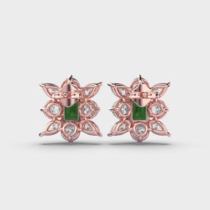 Green <b>Emerald</b> Radiant Cut Moissanite Diamond Engagement <b>Earrings</b> Halo Cut Wedding Push Back <b>Stud</b> <b>Earrings</b> - Product Image 6