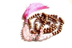 Collar Largo de Moda con Cuentas de Piedras Preciosas Naturales, Piedra Lunar, Madera de Sándalo India, Borla, 108 Cuentas Mala, Certificado - Product Image 4