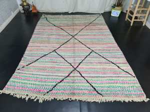 Alfombra marroquí Azilal de alta calidad, alfombra Boujad colorida, pila alta, fabuloso patrón abstracto bohemio para el hogar de lujo, precio a granel - Product Image 5