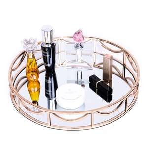 Plateau de service unique pour la décoration de table de mariage et de fête, plateau de service artisanal en métal et verre, équipement de restauration - Product Image 2