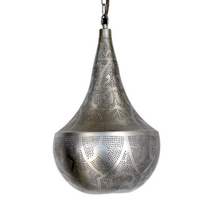 Lustre marocain en laiton fait main, lampe de plafond artisanale avec un design floral ajouré - Product Image 3