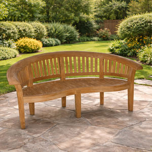 Banco de Banano Bisoepo de Teca Sólida, Duradero, Moderno y Ecológico para Exteriores con Respaldo Curvo para Patio, Villa o Apartamento, al Mejor Precio - Product Image 4