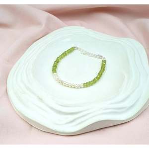 Gold-Plated Peridot & Freshwater Pearl Bracelet with Ball-Shaped Diamonds Trendy Religious <b>Charm</b> <b>Bangles</b> for Parties and Gifts - Product Image 5