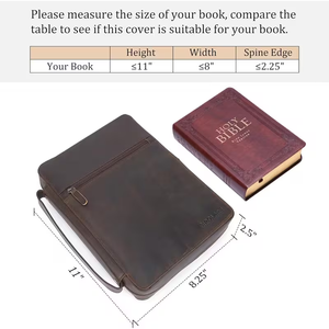 Venta al por mayor de cuero Biblia caso OEM logotipo personalizado cremallera cubierta cristiana libro cubierta hecha a mano bolsa de viaje - Product Image 3