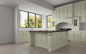 로마 기둥과 하이 퀄리티 고전적인 단단한 나무 스타일 주방 캐비닛 - Product Image 3