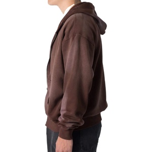 Sweat-shirts à fermeture éclair pour hommes, style streetwear délavé au soleil, léger, respirant, logo personnalisé, tissu doux de couleur lourde pour hommes - Product Image 4