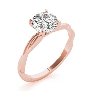 Round Cut Diamond <b>Twisted</b> Solitaire Style Engagement Ring For Women - Product Image 2