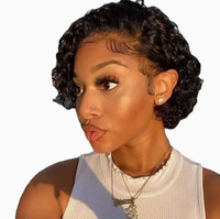 Perruque courte à couches style pixie, 100% cheveux humains, fabriquée à la machine, pour femmes noires, usage quotidien