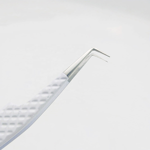 Pinzas de extensión de pestañas de 3 piezas con estilo, juego de regalo, pinzas de acero inoxidable recubiertas de polvo blanco con espejo para pestañas - Product Image 4