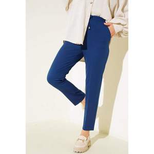 <b>Women's</b> Breathable Elastic Waist Skinny Leg Indigo Palazzo Pants with Rope Detail Mid Waist Casual Wrinkled <b>Trousers</b> - Product Image 3