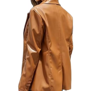 Women's Eco-Friendly Breathable <b>Quilted</b> Faux Leather Winter Jacket with Detachable Hat Zipper Closure Customizable Collar - Product Image 4