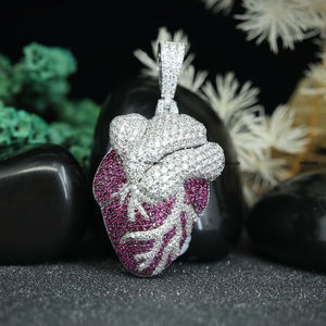 Unique Fashion Hip Hop Jewelry Iced Out Custom Human <b>Heart</b> 925 Sterling <b>Silver</b> Round Brilliant Cut Moissanite Diamond Pendant - Product Image 1